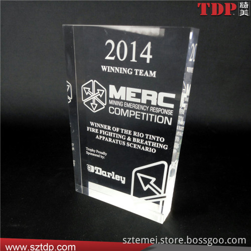 Shenzhen Factory Directly Customize Acrylic Crystal Rectangle Trophy